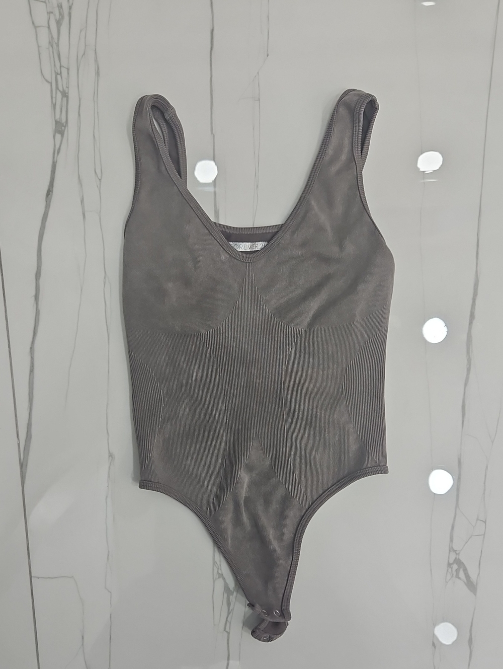 Forever 21 Gray Ribbed Women's Bodysuit